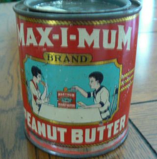 Vintage Max - I - Mum Brand Peanut Butter Can Tin General Foods La Calif Advertising