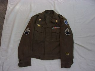 Ww2 Gi Ike Jacket W/insignia - - 97th Infantry Division - - Large Size - - 1945 Date