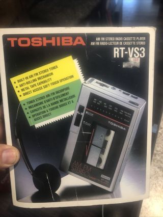 Vintage 1980s Toshiba Rt - Vs3 Am Fm Stereo Cassette Player Needs Belts