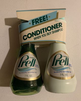 Vintage Set Prell Green Shampoo Bonus Conditioner Nos 7 Oz Bottles