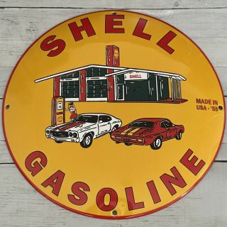 Vintage Shell Gas Station Service Porcelain Sign Gas Oil Car Pump Plate Rare