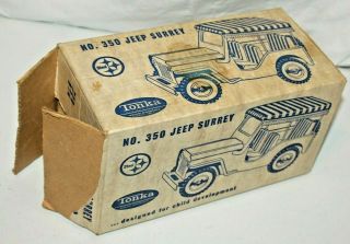 1963 Vintage Box Only For Tonka No.  350 Surrey Jeep Toy