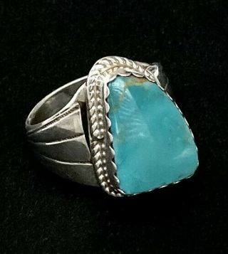 Vintage Sterling Silver Navajo Herbert Tsosie Turquoise Ring Size 10.  5
