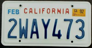 Find Your Way With 2way473 On 1992 California License Plate