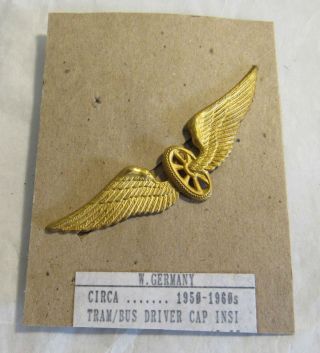 1950 - 60s West Germany Railway Tram & Bus Driver Winged Cap Badge Insignia Old