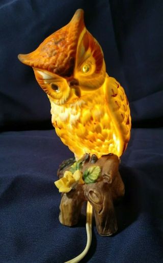 Vintage Owl Night Light Lamp,  Ardalt Lenwile Figurine