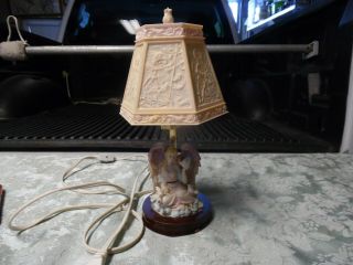 Vintage Childs Night Light Table Lamp Angel Doves