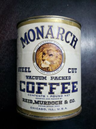 Rare Vintage Monarch Coffee Tin 1 Pound Never Opened