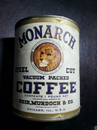 Rare Vintage Monarch Coffee Tin 1 Pound Never Opened 3