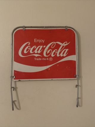 Vintage Enjoy Coca Cola Metal Double - Sided Rack Topper Sign 14” X 11”