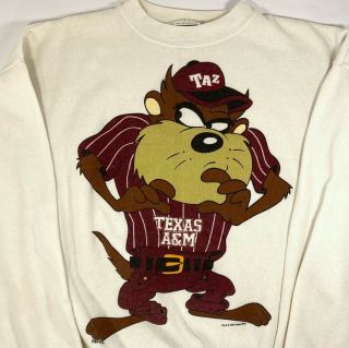 Vintage Texas A&m Aggies Taz Looney Tunes Sweatshirt (m)