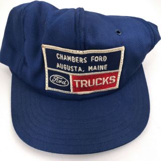 Vintage Ford Trucks Patch Hat Cap Chambers Ford Augusta Maine Made Usa Hbx37