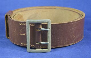 German Ww2 Wehrmacht Soldier Officer Leather Belt With Buckle War Relic