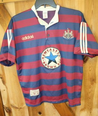 Newcastle United Brown Ale Vintage Adidas Soccer Football Jersey Sz Large