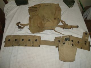Wwii Us Army,  Marine Corps,  M1923 M1 Garand Cartridge Belt,  M1928 Haversack