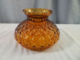 Vintage Amber Glass Aladdin Rayo Diamond Quilt Lamp Shade 6 " Wide Fitter