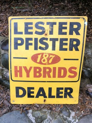 Vintage Lester Pfister 187 Hybrids Dealer Corn Advertising Sign Seed Farm