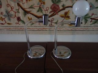 Matched Pair Mid Century Lucite Knoll Crylicord Table Lamps - Peter Hamburger