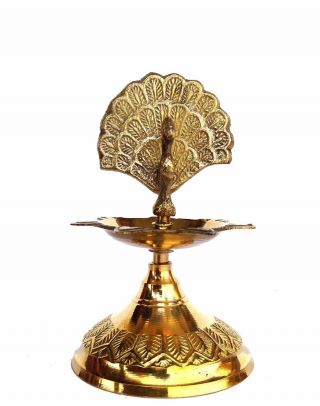 India Brass Jyot Diya Aarti Puja Oil Lamp Antique Festival Christmas Diwali,  Eid