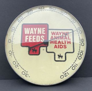 Wayne Feeds Thermometer Round Farm Advertising Agriculture Horse Animal Vintage