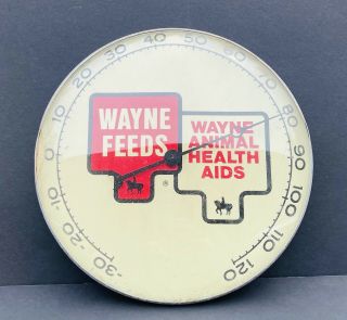Wayne Feeds Thermometer Round Farm Advertising Agriculture Horse Animal Vintage 3