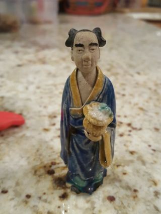 Vintage Chinese Mud Man Clay Figurine 3 3/4 " Tall
