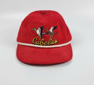 Vintage Cabelas Strapback Corduroy Rope Hat Cap Duck Hunting