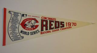 Vtg 1970 Cincinnati Reds World Series Baseball Pennant Johnny Bench & Pete Rose