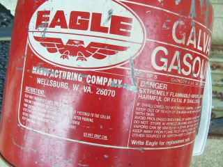 Vintage Red Gas Gasoline Can Eagle 5 Gallon Galvanized Metal Tank Model SP 5 3