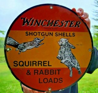 Vintage Old Dated 1963 Winchester Shotgun Shells Porcelain Sign Remington Colt