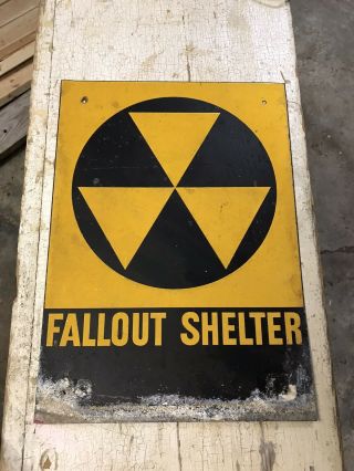 Vintage Dod Fallout Shelter Metal Sign Cold War