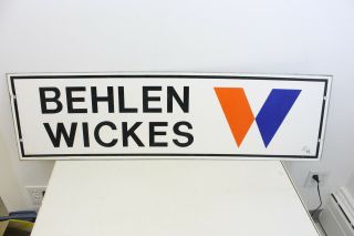 Vintage Behlen Wickes Advertising Metal Sign Dealer Agriculture Farm