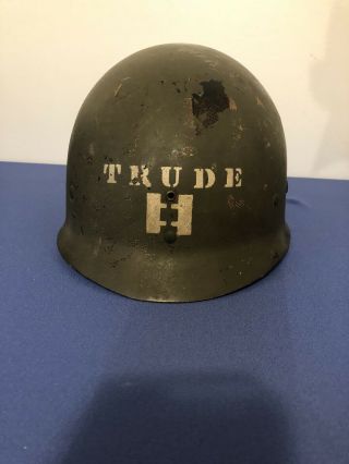Wwii Ww2 Us Army M1 Helmet Liner With Painted Name & Rank