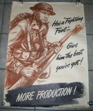 1942 Hes A Fighting Fool Give Him The Best Youve Got More Production Poster Wwii