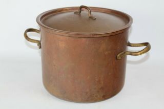 Vintage Copper Stock Pot 7 Quart Douro B&m Made In Portugal 9 " Diameter With Lid