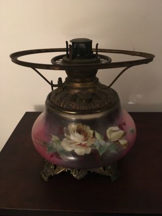 Antique Royal Gone With The Wind Victorian Oil Kerosene Lamp Not Electrified