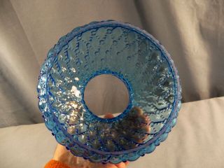 Vintage Blue Glass Aladdin Rayo Diamond Quilt Lamp Shade 6 