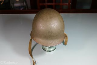 Us Ww2 M1 Helmet Shell Rear Seam Swivel Brass Hardware Sewn Khaki Straps 113f