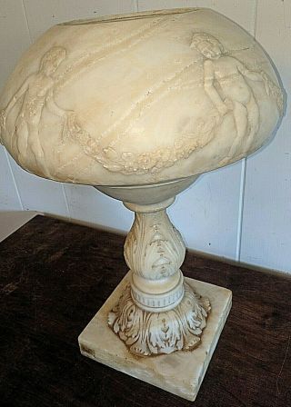 Gorgeous Art Deco Art Nouveau Carved Children Marble Alabaster Lamp
