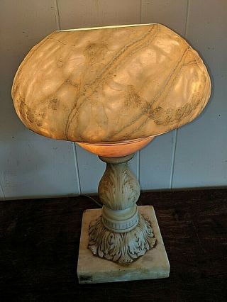 Gorgeous Art Deco Art Nouveau Carved Children Marble Alabaster Lamp 3