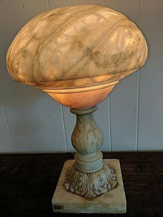 Gorgeous Art Deco Art Nouveau Carved Children Marble Alabaster Lamp 4
