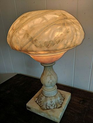 Gorgeous Art Deco Art Nouveau Carved Children Marble Alabaster Lamp 5