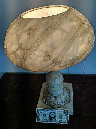 Gorgeous Art Deco Art Nouveau Carved Children Marble Alabaster Lamp 6