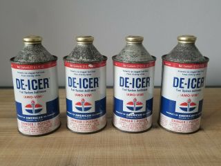 4 Vintage Standard Oil Co.  De - Icer Fuel System Antifreeze Cans,  12 Fl Oz
