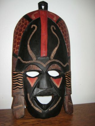 African Tribal Mask Kenya Wooden Hand Carved 14 " X 7 " Euc