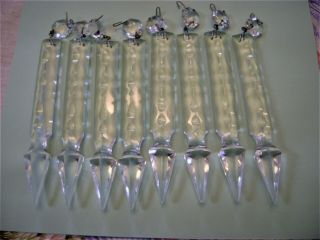 8 Spear French Cut Crystal Glass Prism For Luster,  Chandelier,  Lamp 7 1/2  Hang
