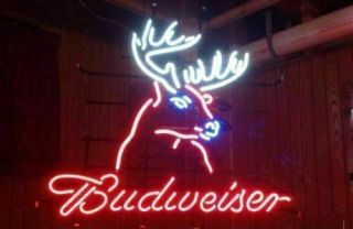 Budweiser Deer Buck Beer Bar Neon Sign 17 " X14 "