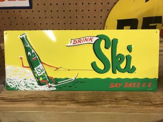 Drink Ski Soda Pop Say Skee - E - E Heavy Duty Usa Made Metal Vintage Style Sign