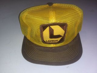 Old Vintage Snapback Advertising Hat Trucker Farmer Mesh Patch K - Brand Lawson