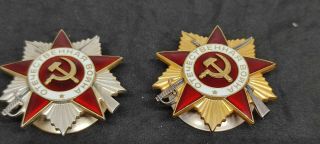 Set 2 Soviet Russian Ussr Silver Order Of The Patriotic War 1nd 2nd Cl
